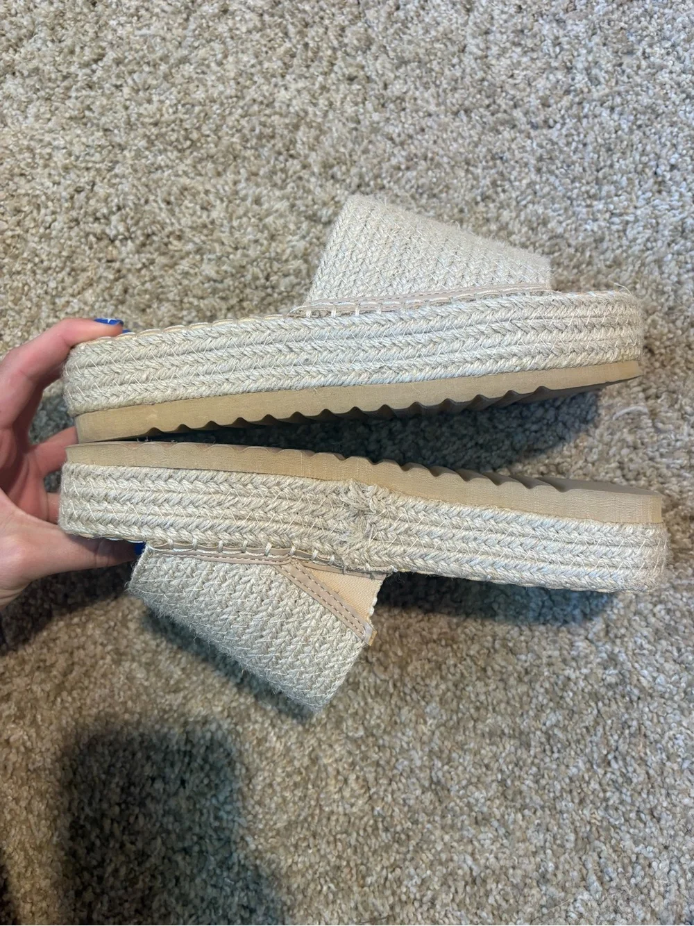 T.J.Maxx Beige Woven Platform Slide Sandals